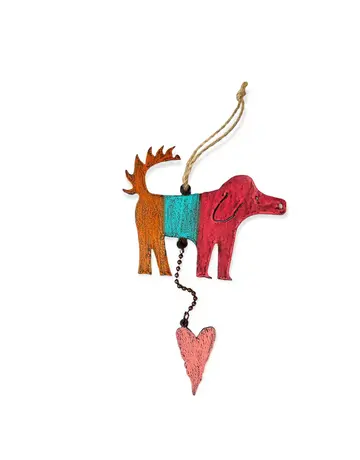 Whimsies Dog & Heart metal ornament (assorted colors)