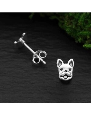 Nina Designs Frenchie Face sterling silver earrings