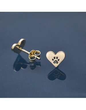 Nina Designs Heart Paw Print sterling silver earrings