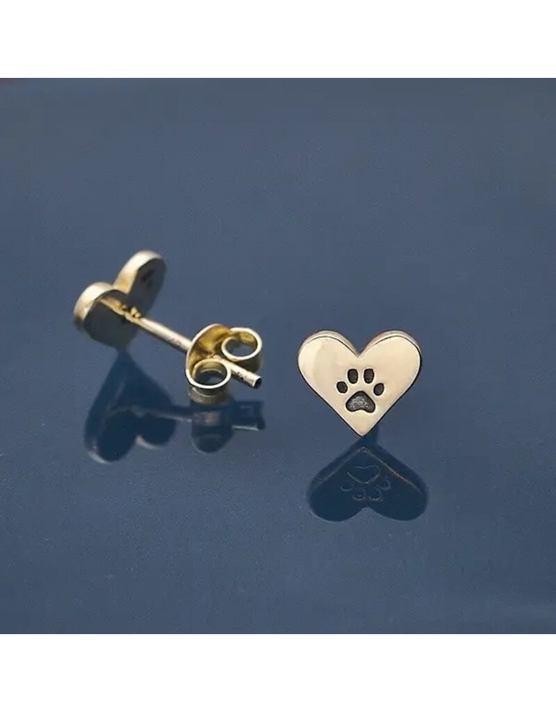 Nina Designs Heart Paw Print sterling silver earrings