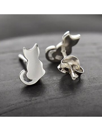 Nina Designs Tiny Cat sterling silver earrings