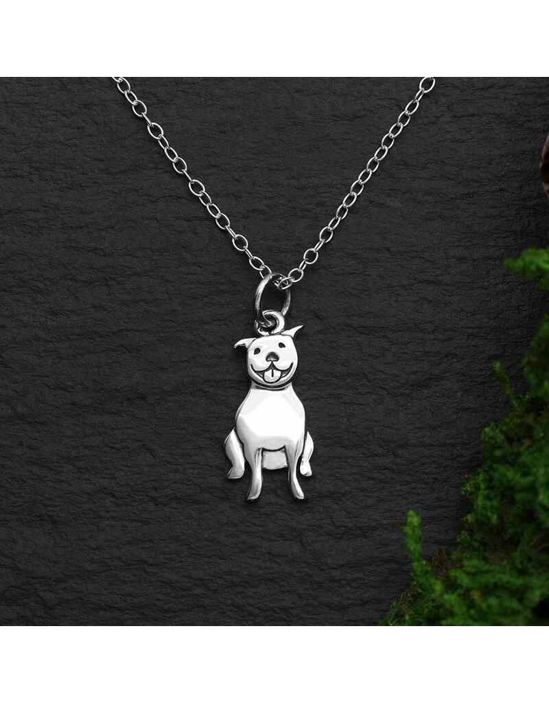 Nina Designs Pitbull Dog sterling silver necklace 18"