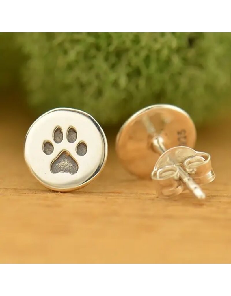 Nina Designs Etched Pawprint Sterling Silver earrings
