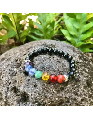 Moon Child Black Tourmaline Rainbow bracelet