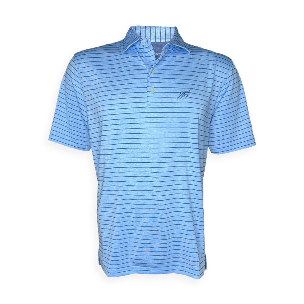 johnnie-O New York Yankees Newton Striped Performance Polo Shirt in Gulf Blue