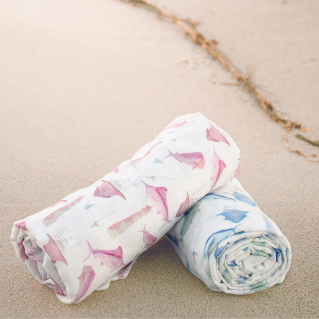 Big Rock Watercolor Swaddle | Blue