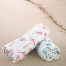 Big Rock Watercolor Swaddle | Blue