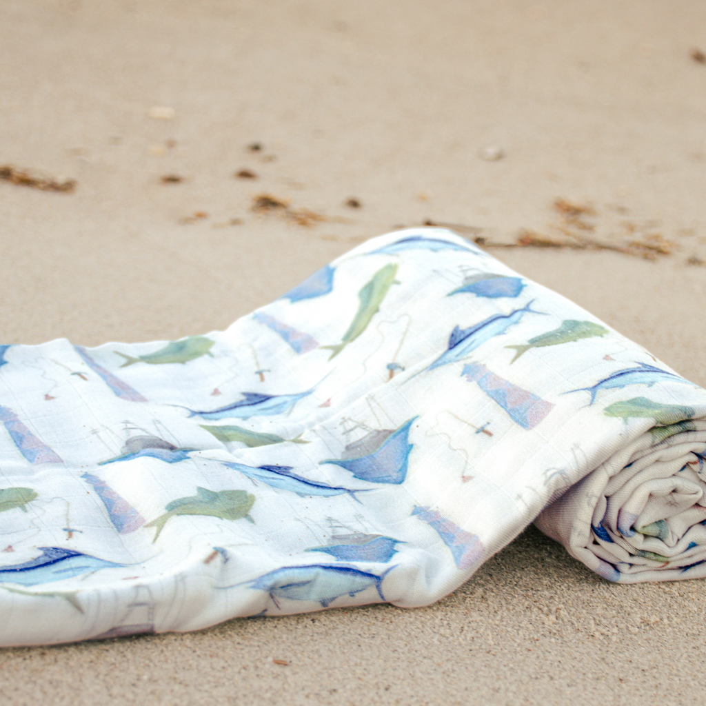 Big Rock Watercolor Swaddle | Blue