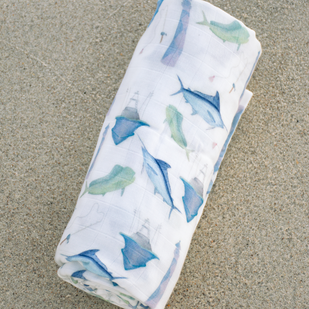 Big Rock Watercolor Swaddle | Blue
