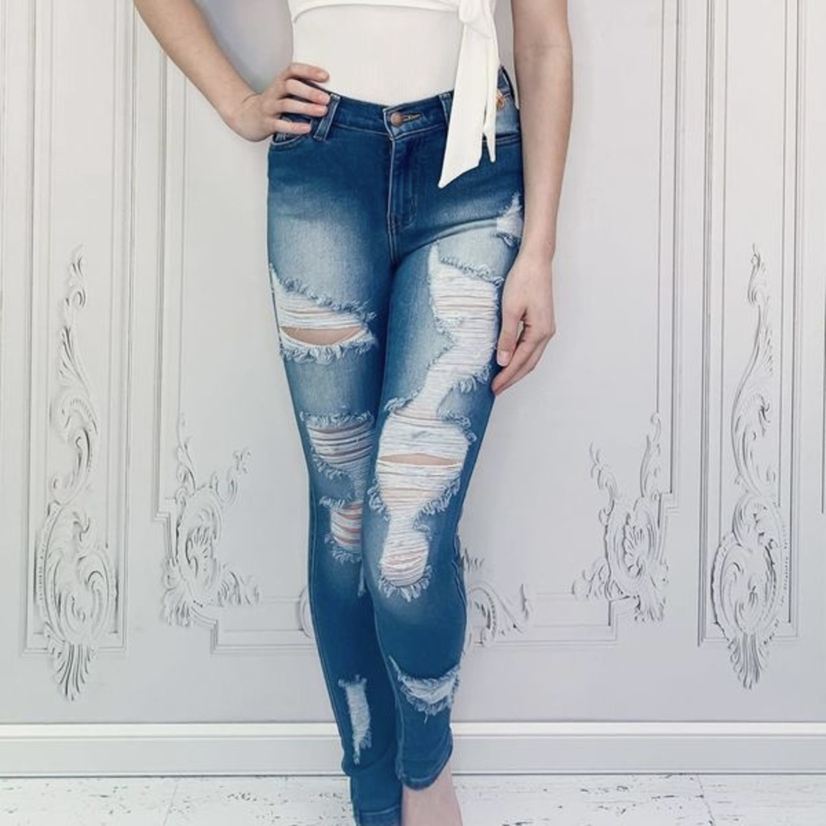 Violet high rise  distressed jeans