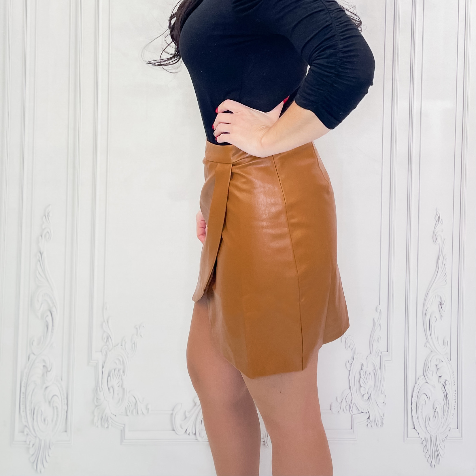 Lottie faux leather tulip mini skirt