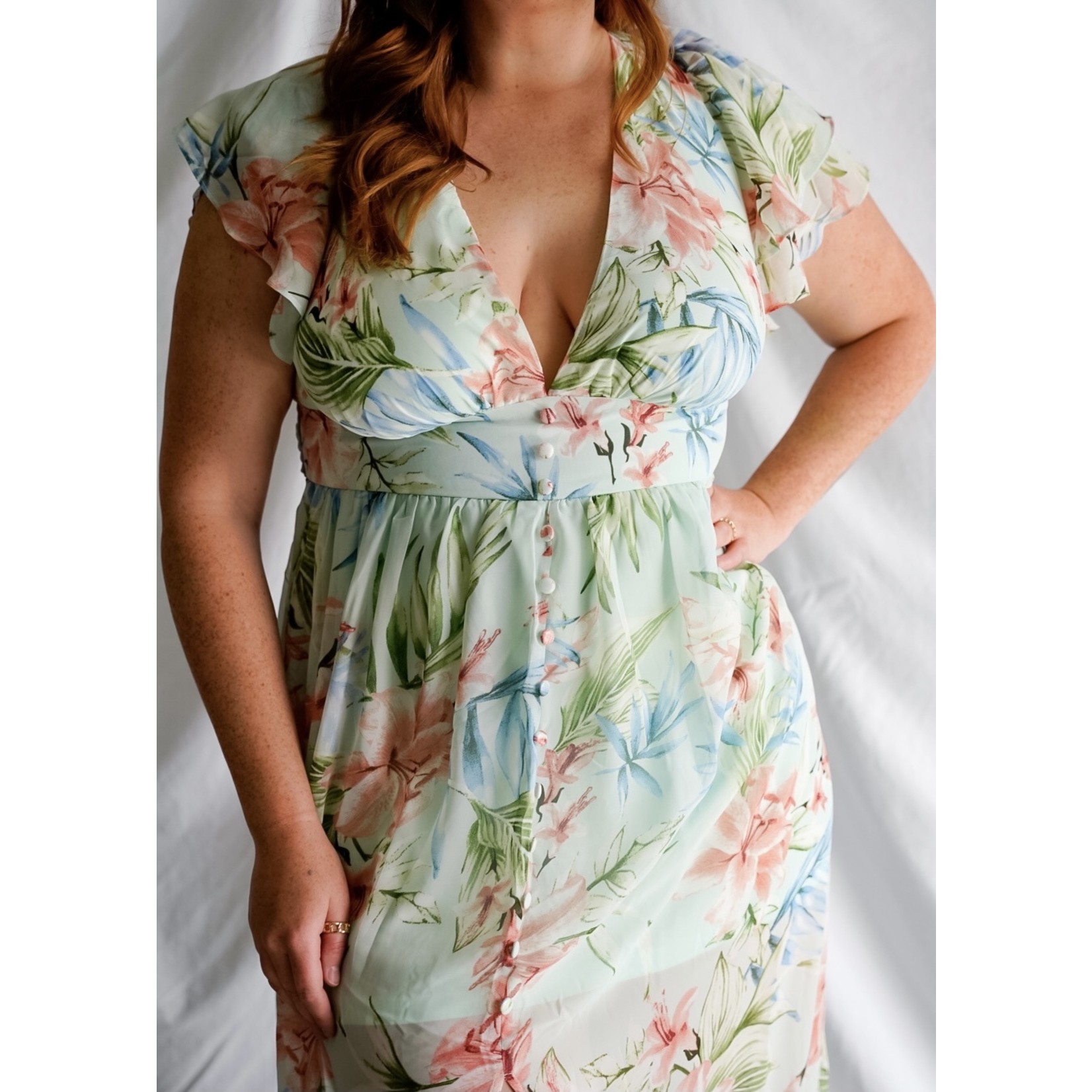 Cora curvy chiffon floral maxi dress