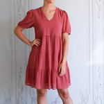 RD  Avery Georgette v-neck tiered dress