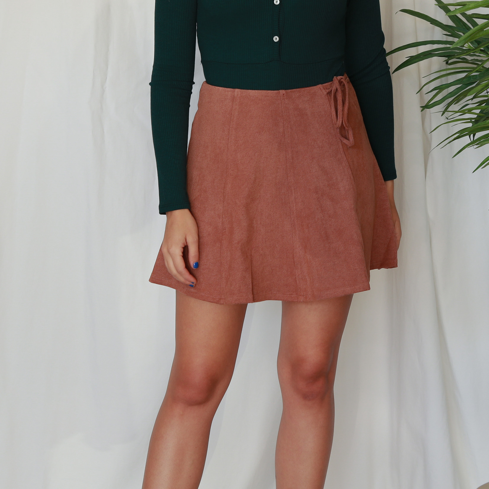 Tina faux suede flared mini skirt