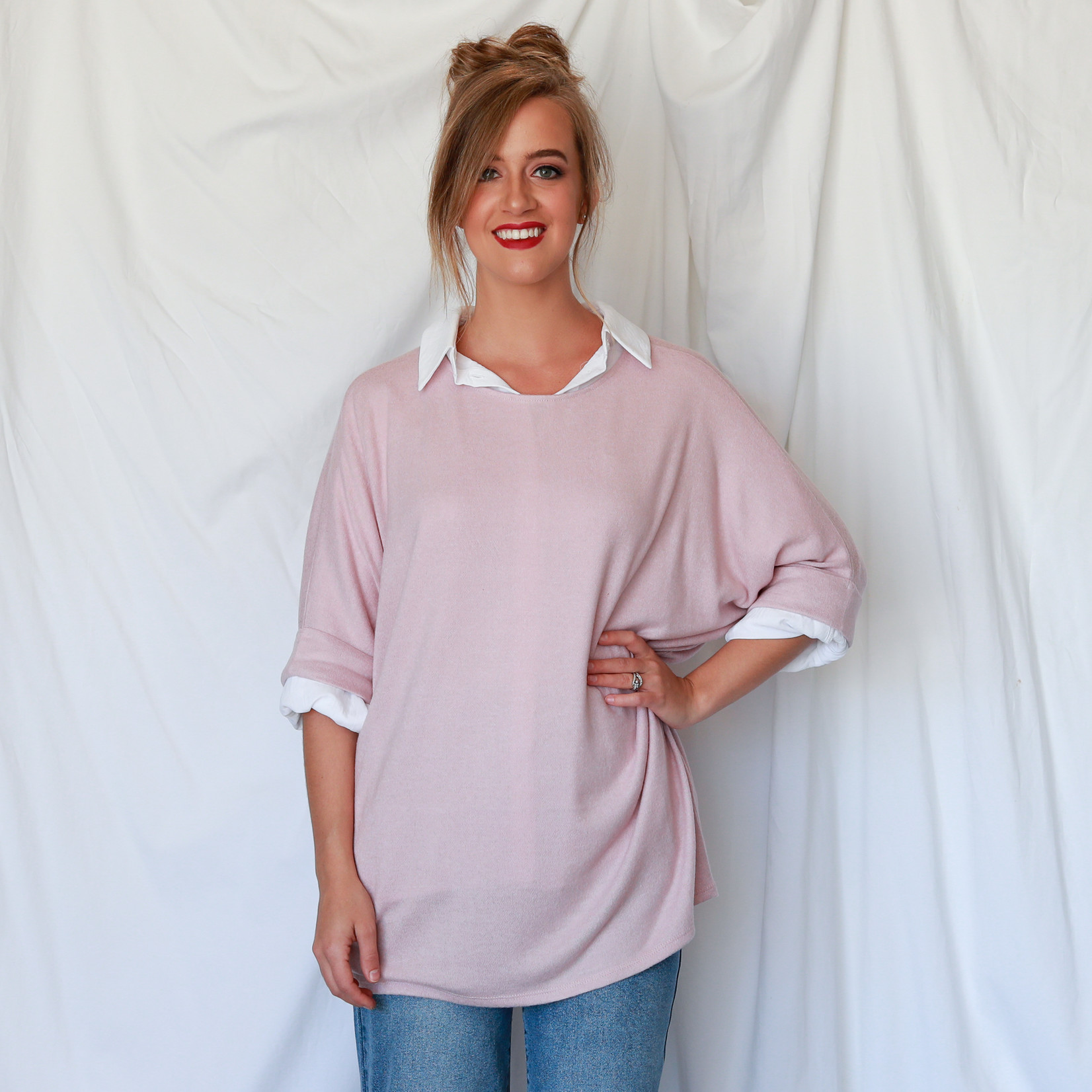 Apricot soft batwing top