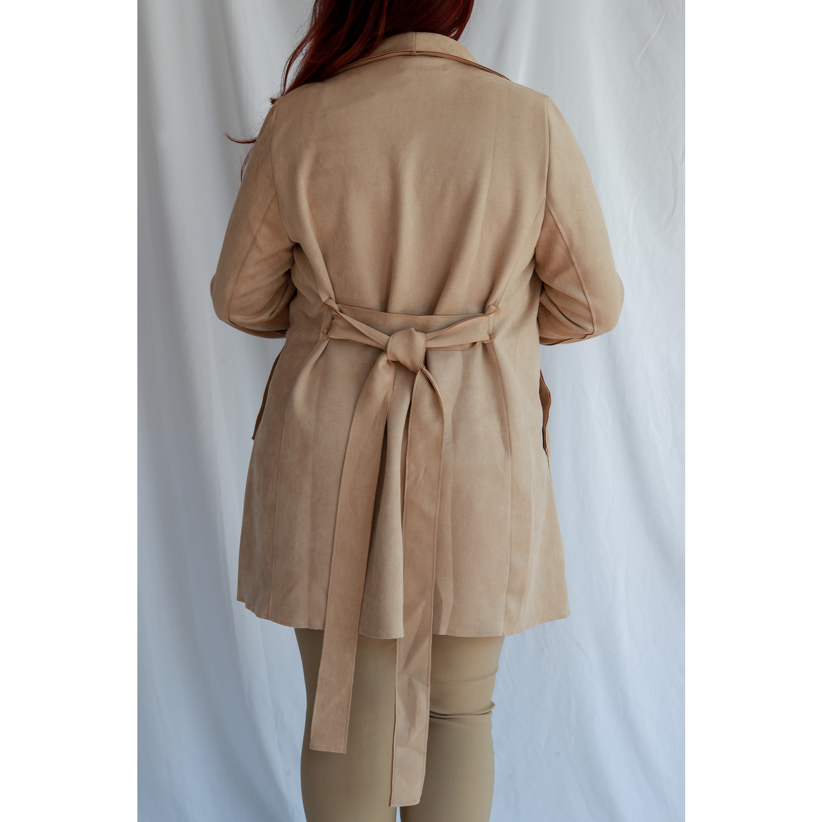 Faux suede belted jacket