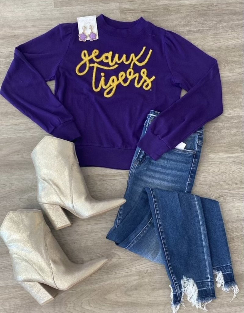 Geaux Tigers Glitter Script Sweater
