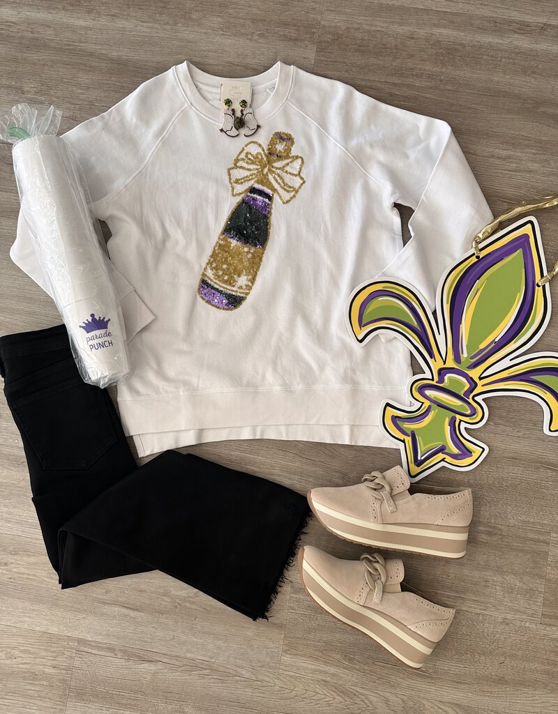 The Mardi Gras Champagne Sequin Sweatshirt