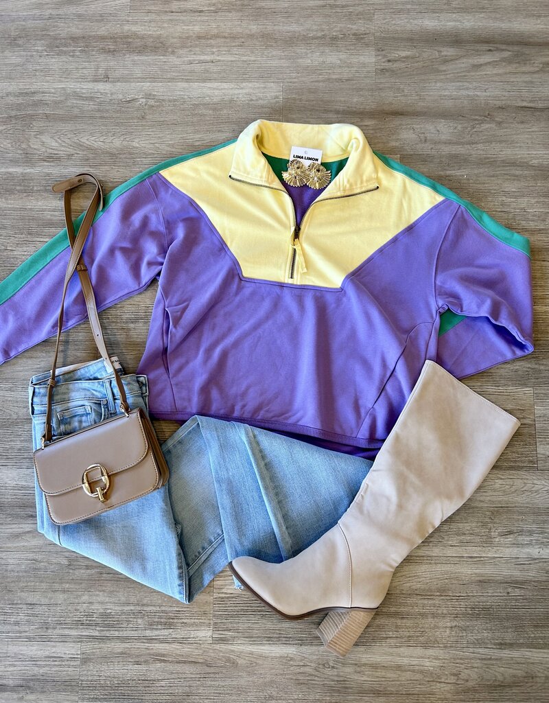 SO ME Mardi Gras Crew Neck Stripe Breathable Sweater