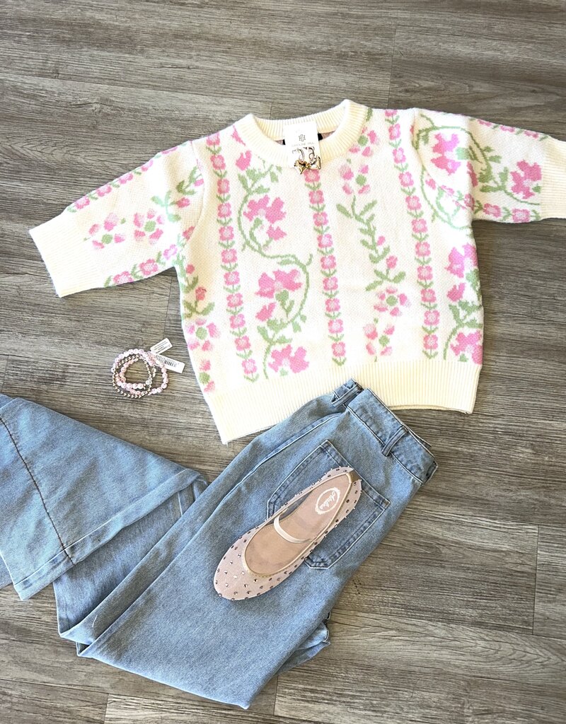 Floral Intarsia Sweater Top