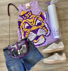 LSU Full Face Sequin Tiger Lavender