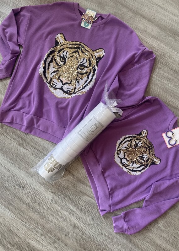 Tiger Face Sequin Top