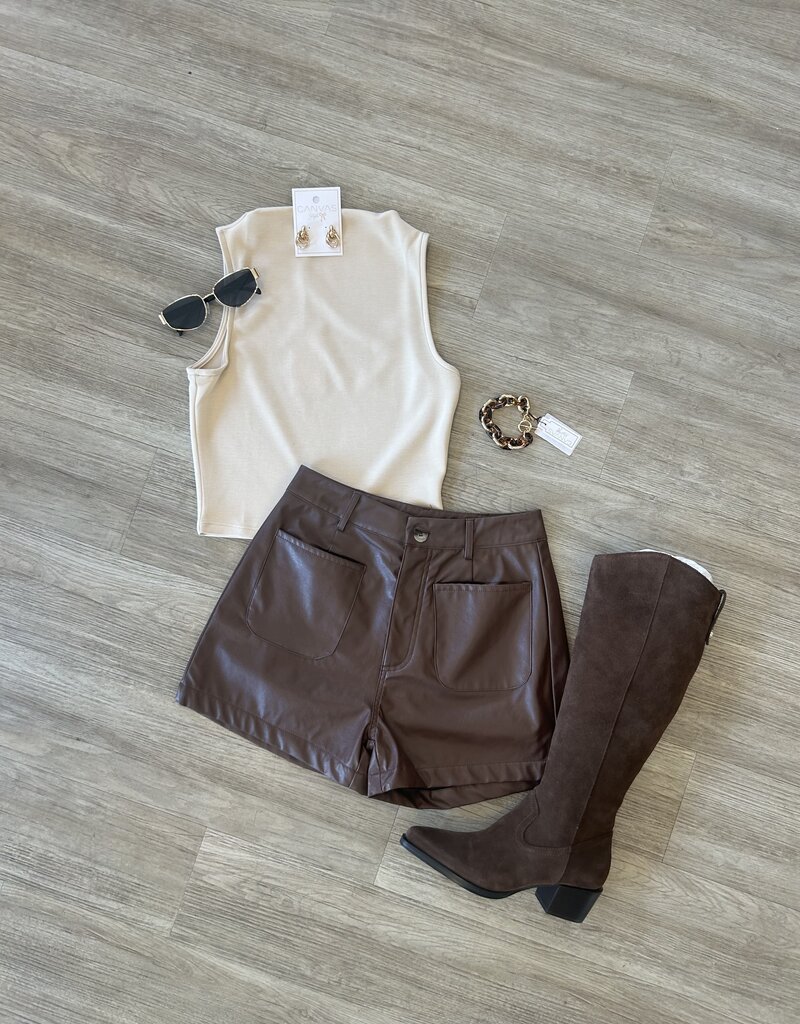 Hustle High Neck Top Cream