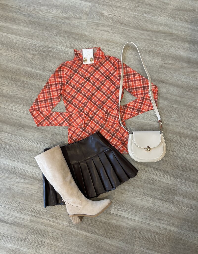 Keigan Thankful Plaid Mesh Top