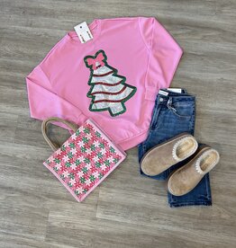 Foil Bow Christmas Tree Pullover