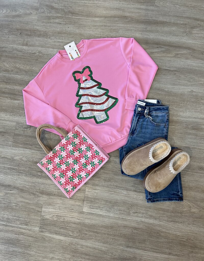 Foil Bow Christmas Tree Pullover