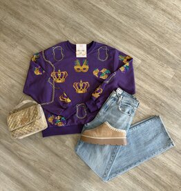 Seaux Smocked Royal Crew Adult Sweater