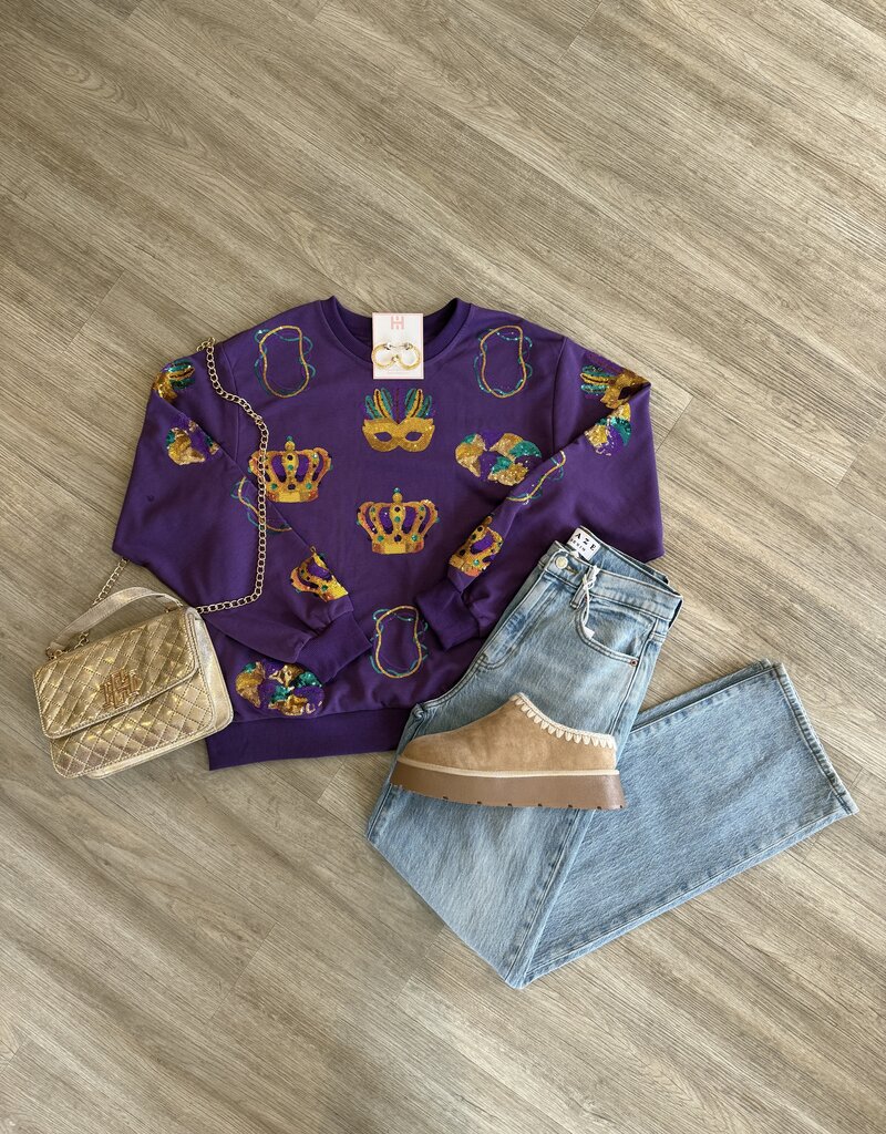 Seaux Smocked Royal Crew Adult Sweater