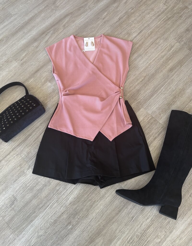 Blush Wrap-Front Sleeveless Top