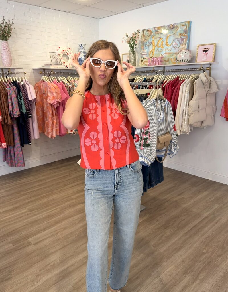 Poppy Embroidery Vest Top