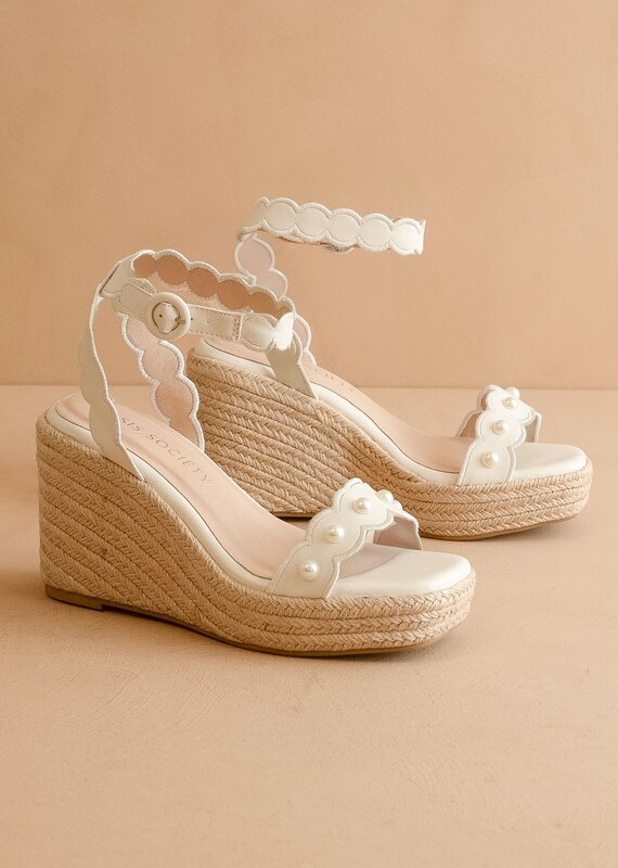 Catalina Scalloped Pearl Espadrille Wedge