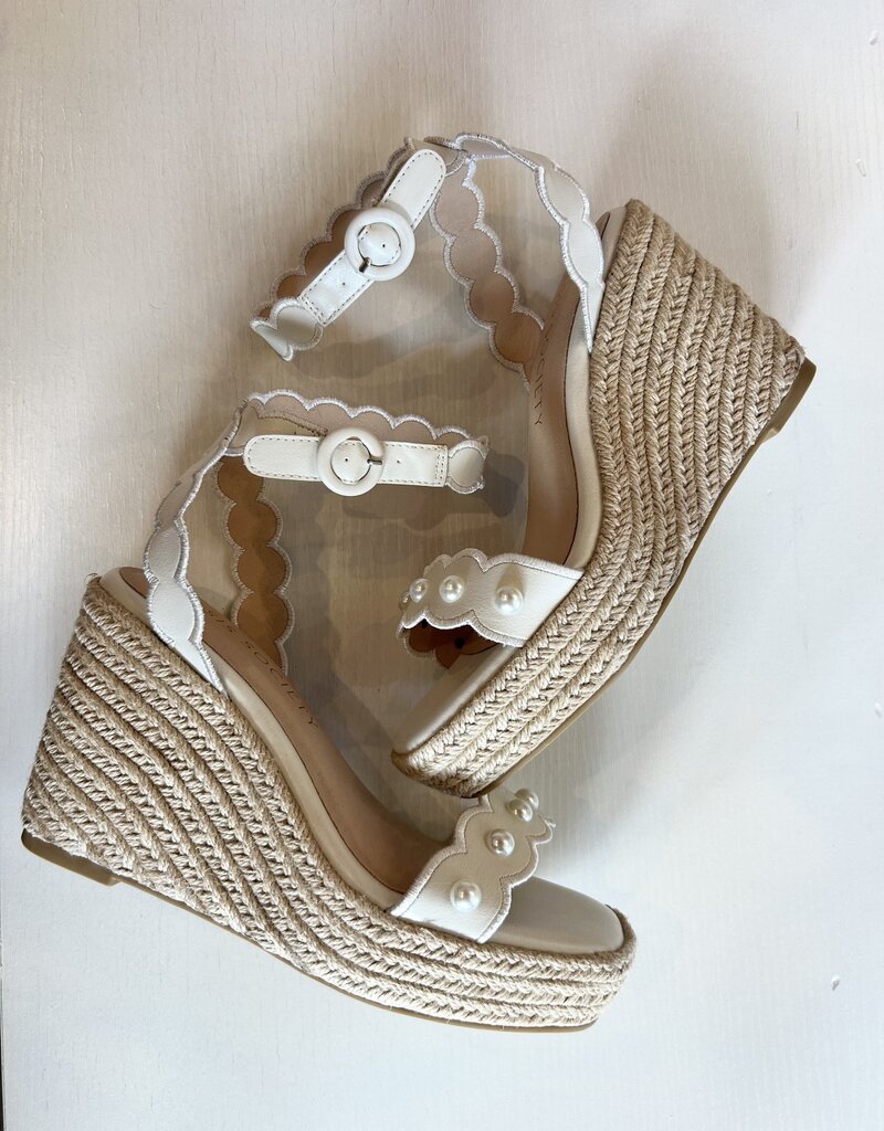Catalina Scalloped Pearl Espadrille Wedge
