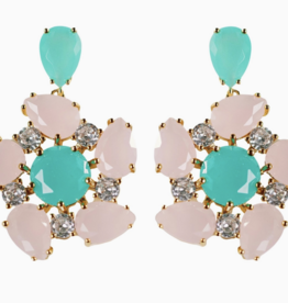 St. Armands Pink and Turquoise Diamond Pinwheel Earrings