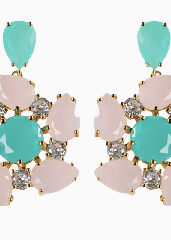 St. Armands Pink and Turquoise Diamond Pinwheel Earrings