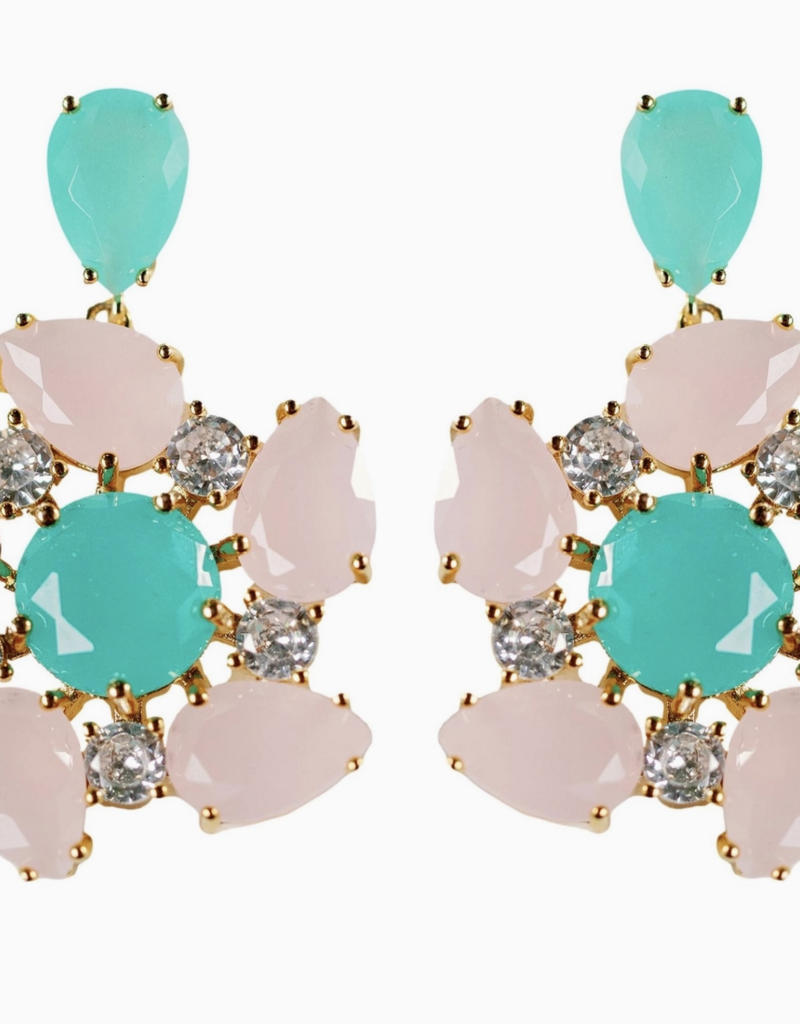 St. Armands Pink and Turquoise Diamond Pinwheel Earrings