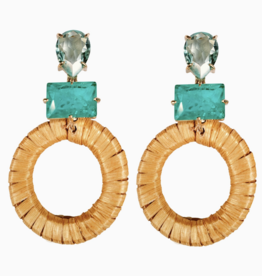 St. Armands Turquoise Rattan Circle Drop Earrings
