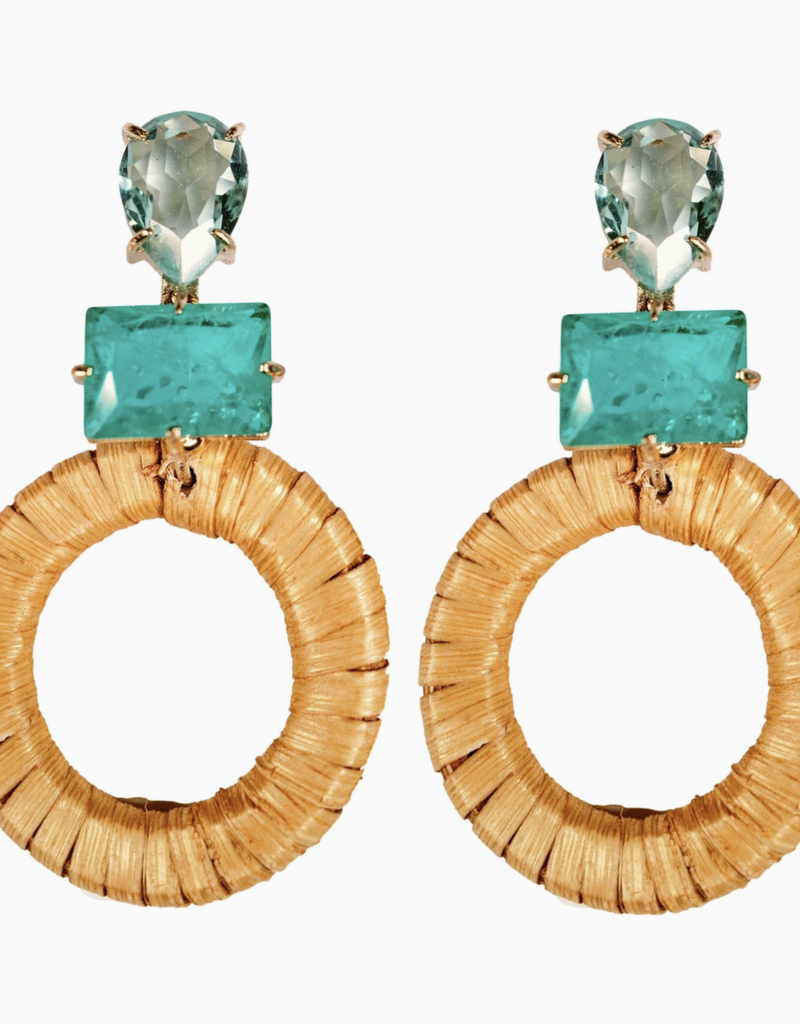 St. Armands Turquoise Rattan Circle Drop Earrings