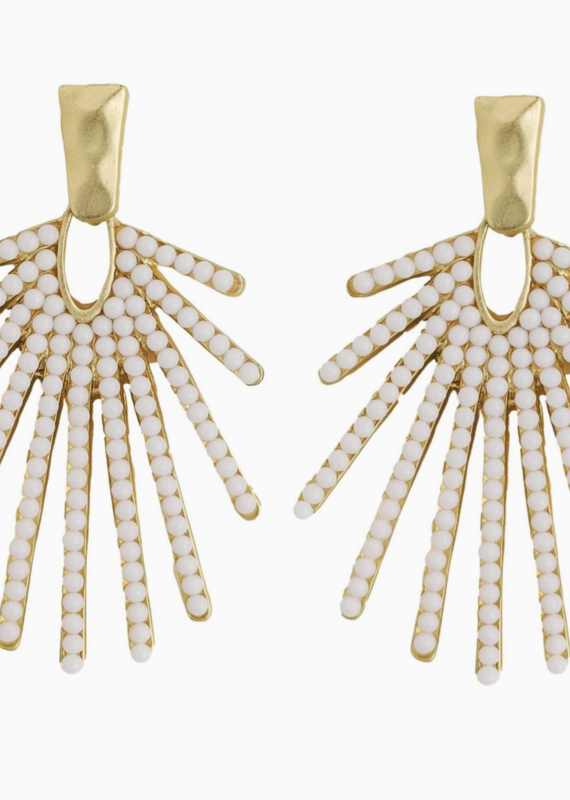 St. Armands White Sunburst Drop Earrings