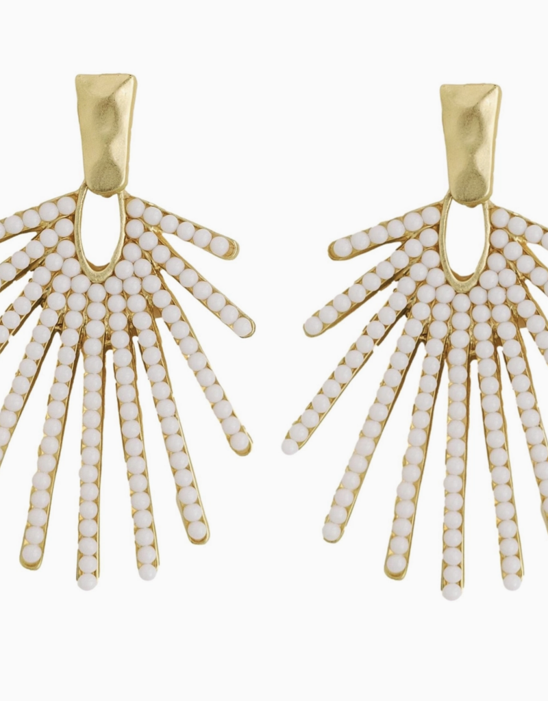 St. Armands White Sunburst Drop Earrings