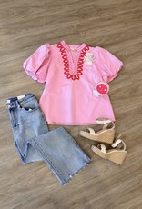 It's A Date Embroidered PinkTop
