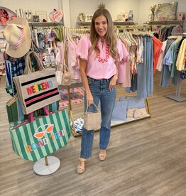 It's A Date Embroidered PinkTop