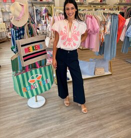 Say Something Embroidered Stripe Top