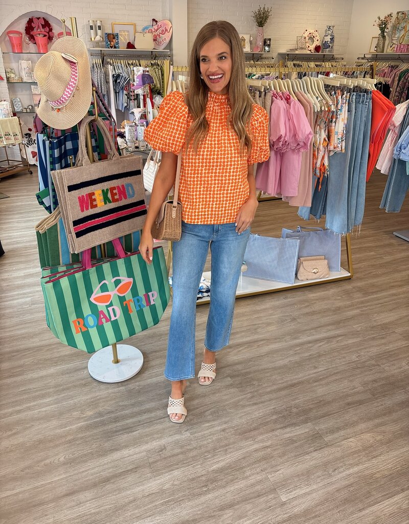 Oliver Orange Polka Dot Top