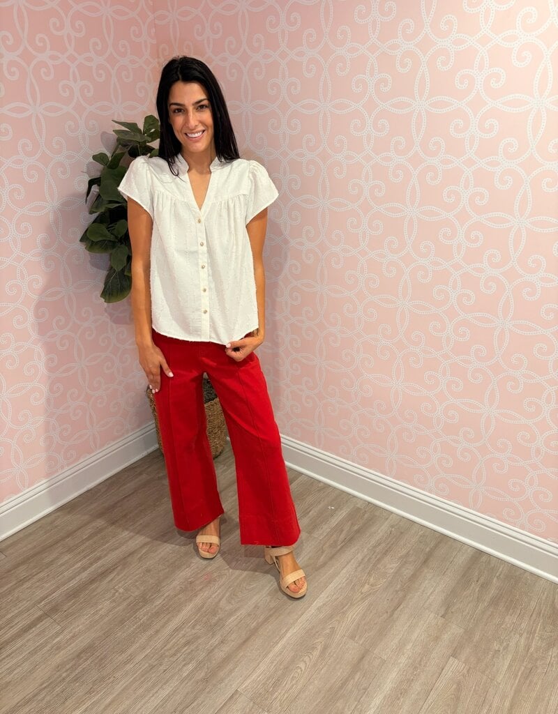 Strangers Button Up Top White