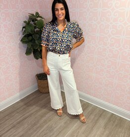 Laurel Floral Top Navy