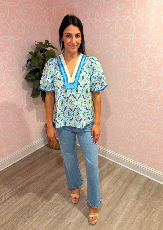 Botanical Puff Sleeve Top